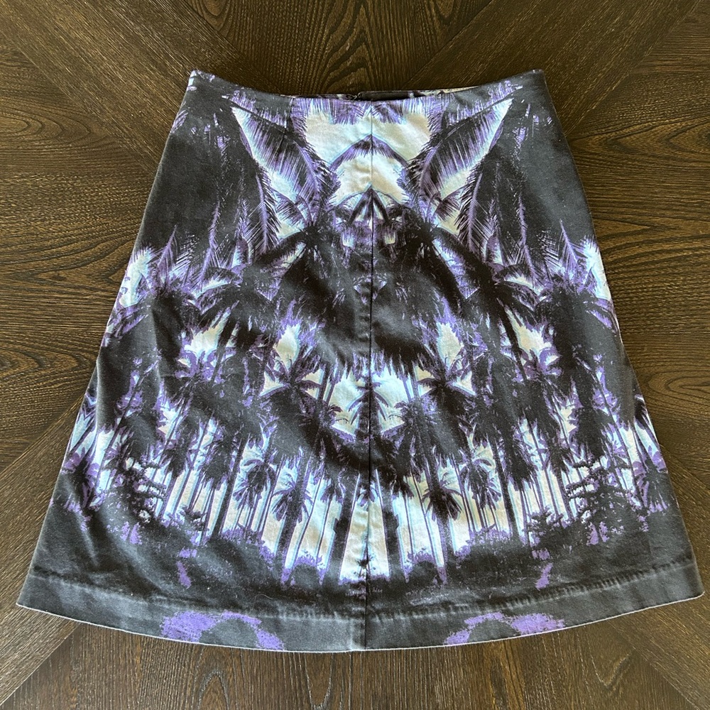Joe Fresh Y2K A-Line Skirt with Purple and Black Palm Print